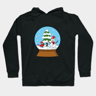 Snow Globe with Cardinal Snowman and Pine Tree Hoodie